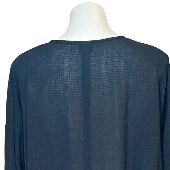 Eileen Fisher black linen blend button up top size M - Picture 7 of 15